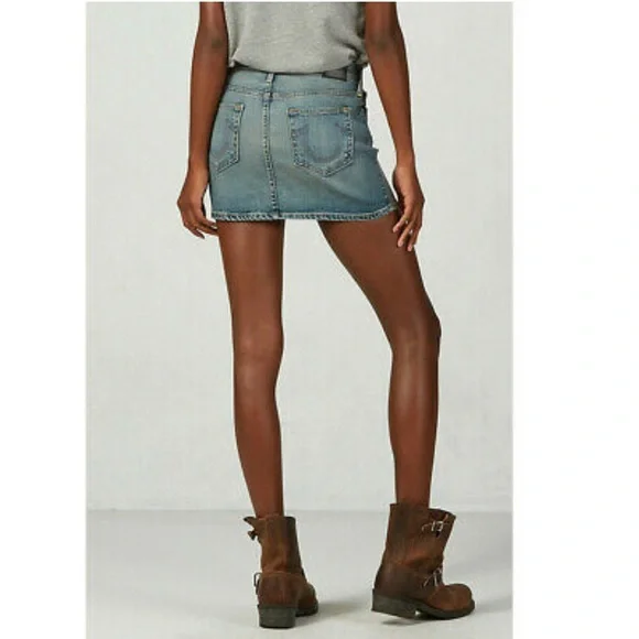 True Religion Women's Alexia Denim Mini Skirt in Eastern Canal Size 23 - Picture 9 of 10